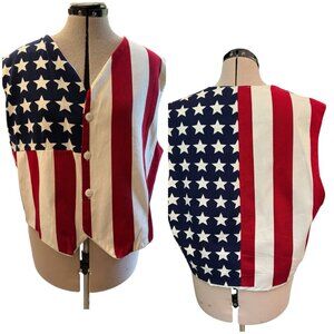 RARE Vintage FLAG WEAR Richlee Co USA Vest United States Flag Size XL USA Made